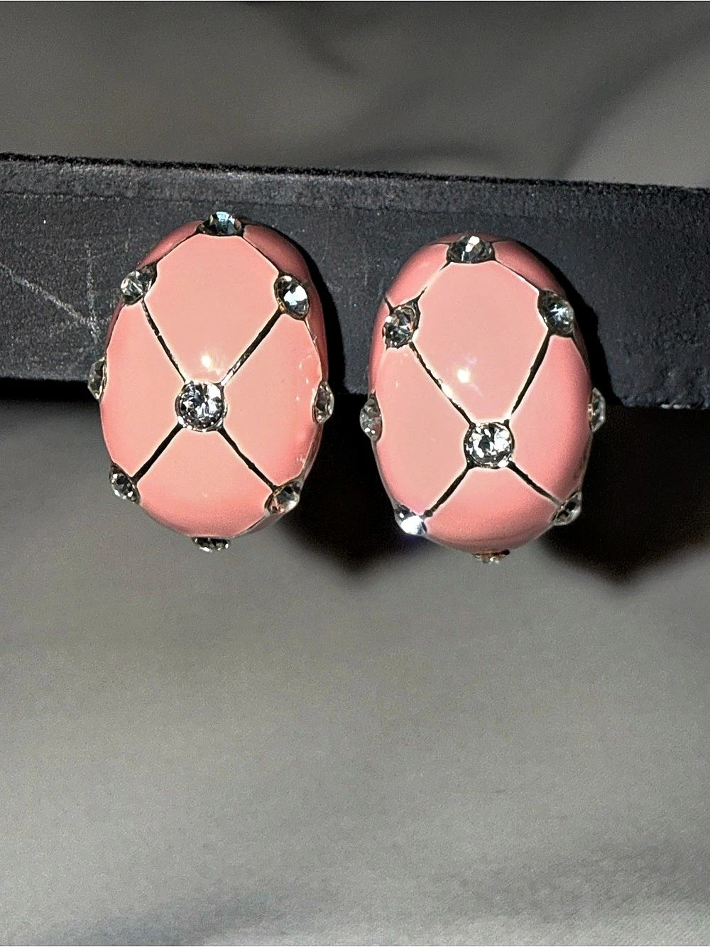Pink Geometric Clip-On Earrings Like New